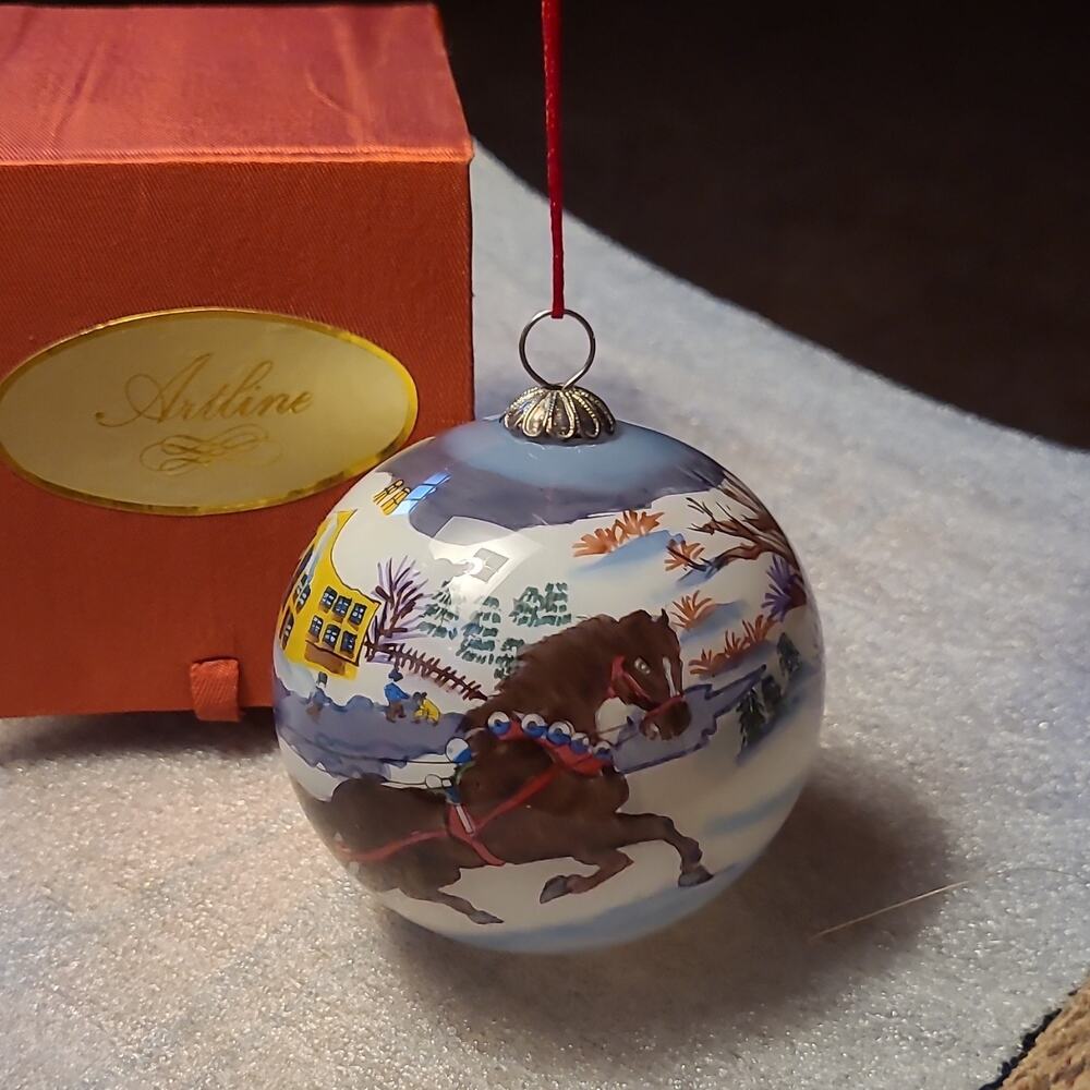 Airlane Glass Painted Multicolor Horse Ball Bauble Hanging Ornament B 7564
